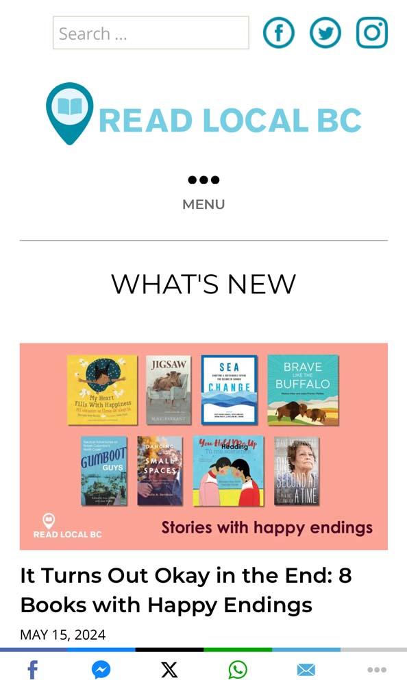 Image of the mobile version of the ReadLocal BC website