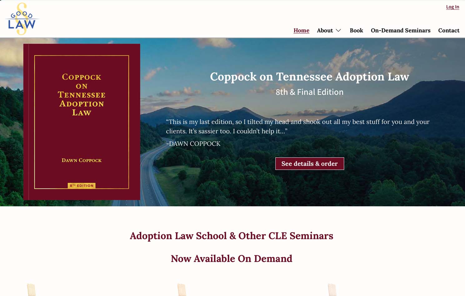 Image of the desktop version of the Good Law Seminars website
