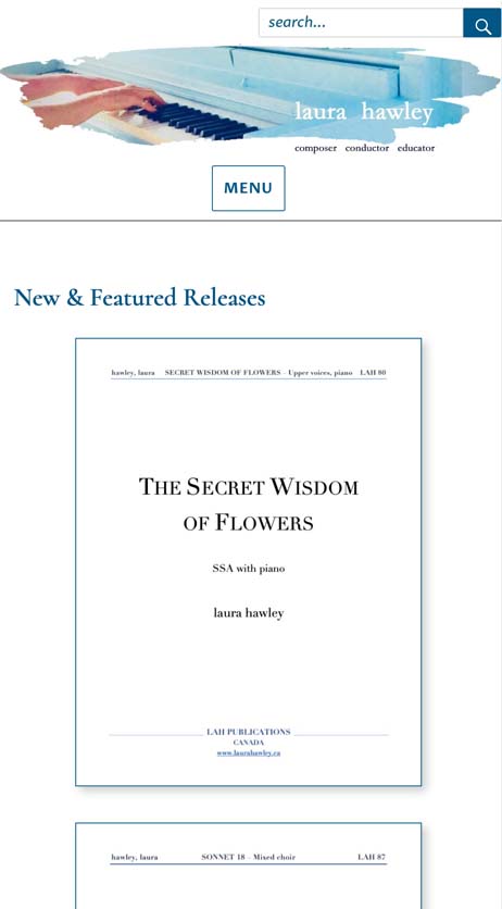 Image of the mobile version of the Laura Hawley website