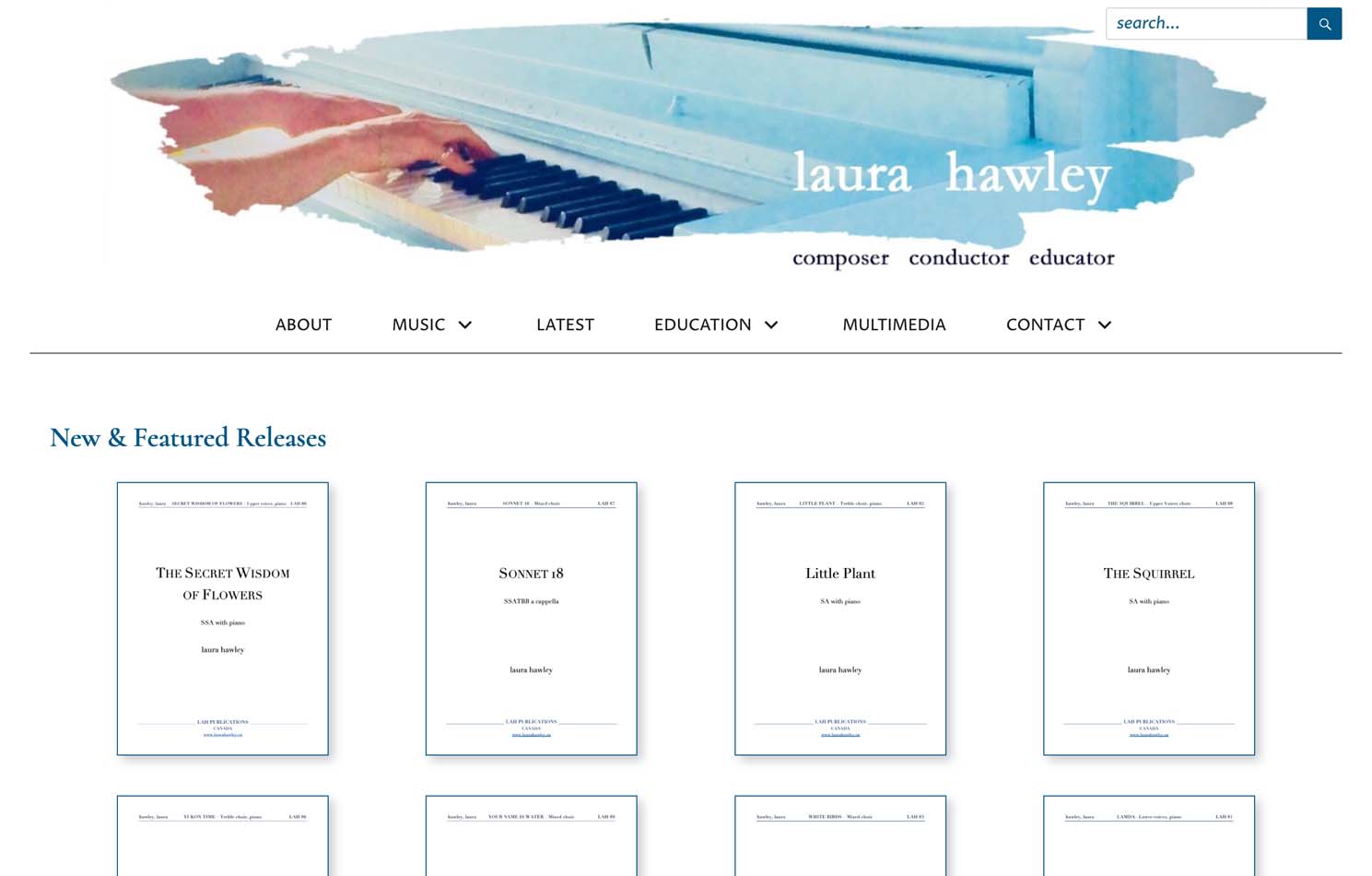 Image of the desktop version of the Laura Hawley website